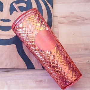 Starbucks 2021 Holiday Limited Edition Rose Gold Jeweled Cold Cup